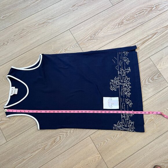 😎🌞Jessica Dress - Navy Blue Sleeveless with White Beach Print | Vacation Ready - Picture 9 of 12